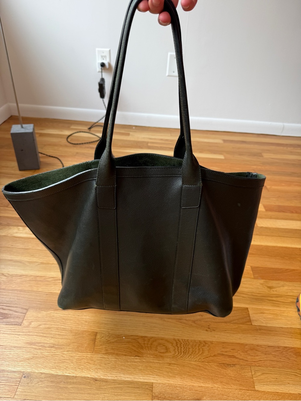 Classic Dark Green Leather Tote Bag